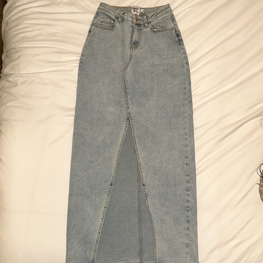 Princess Polly Batkins Maxi Skirt Light Wash Denim